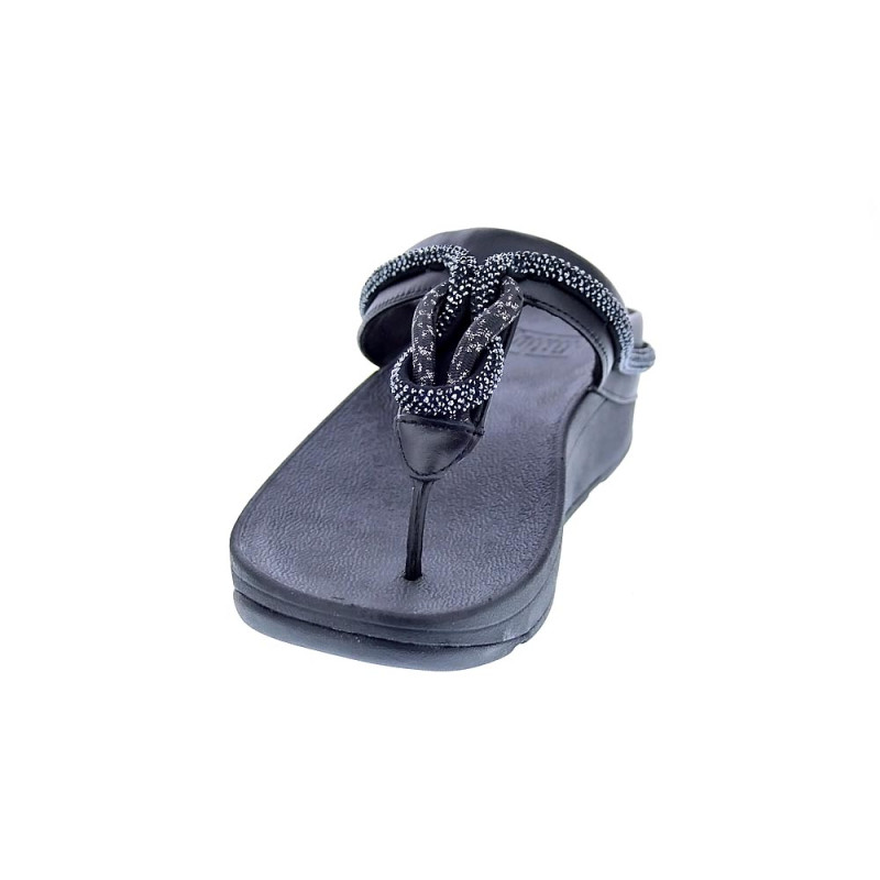 Sandalias FitFlop zapatos Mujer modelo Fino Crystal Toe Negro 