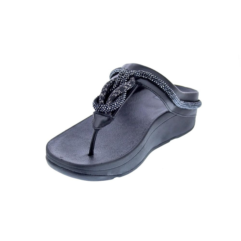 Sandalias FitFlop zapatos Mujer modelo Fino Crystal Toe Negro 