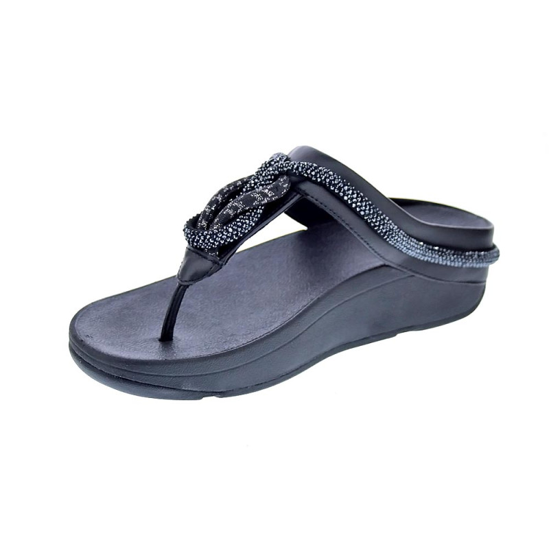 Sandalias FitFlop zapatos Mujer modelo Fino Crystal Toe Negro 