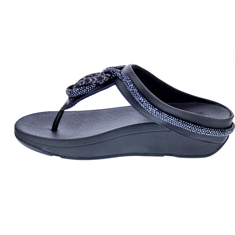 Sandalias FitFlop zapatos Mujer modelo Fino Crystal Toe Negro 