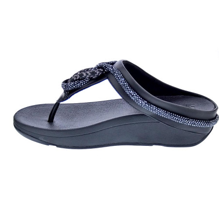 Sandalias FitFlop zapatos Mujer modelo Fino Crystal Toe Negro 