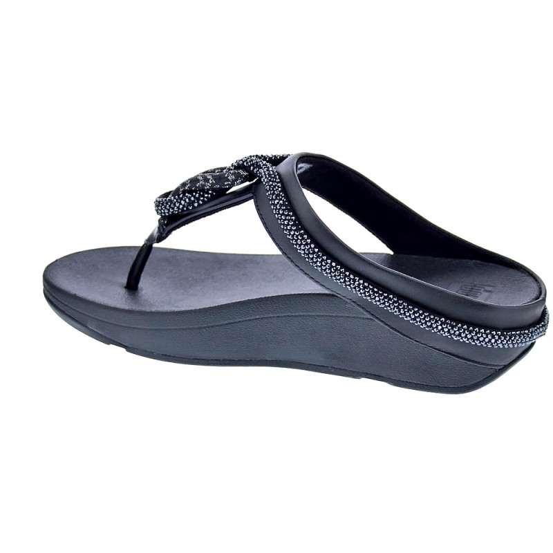 Sandalias FitFlop zapatos Mujer modelo Fino Crystal Toe Negro 