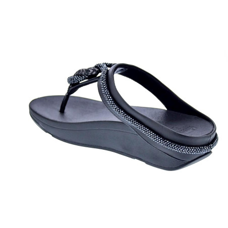 Sandalias FitFlop zapatos Mujer modelo Fino Crystal Toe Negro 