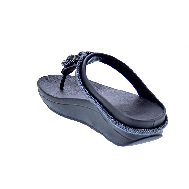 Sandalias FitFlop zapatos Mujer modelo Fino Crystal Toe Negro 