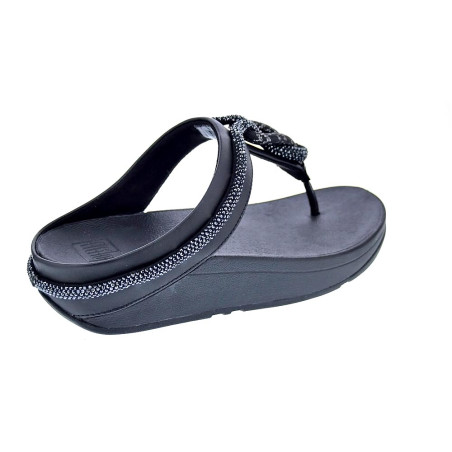 Sandalias FitFlop zapatos Mujer modelo Fino Crystal Toe Negro 