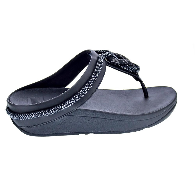 Sandalias FitFlop zapatos Mujer modelo Fino Crystal Toe Negro 