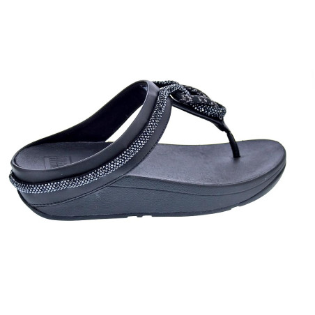 Sandalias FitFlop zapatos Mujer modelo Fino Crystal Toe Negro 