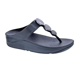 Sandalias FitFlop zapatos Mujer modelo Halo Metallic Negro  2