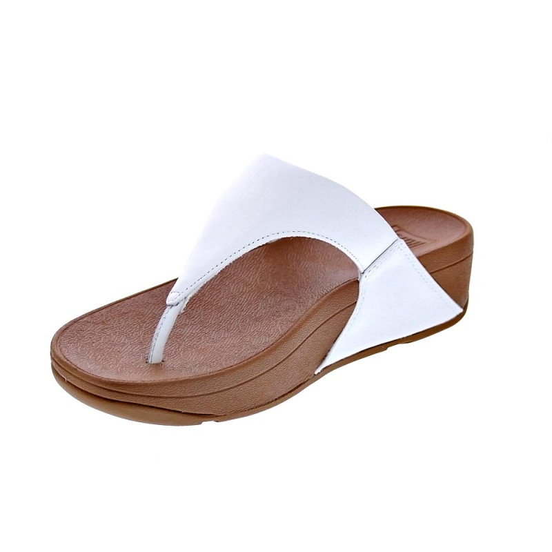 Sandalias FitFlop zapatos Mujer modelo Lulu Leather Toepost Blanco 