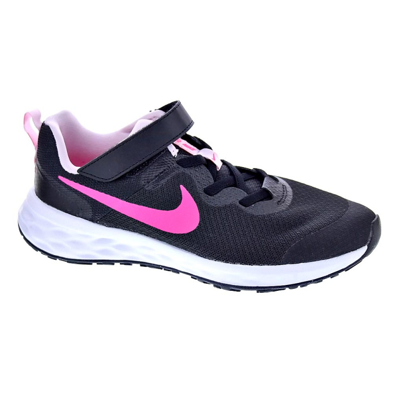 Zapatillas Nike zapatos Niña modelo Revolution cordón elástico Negro 