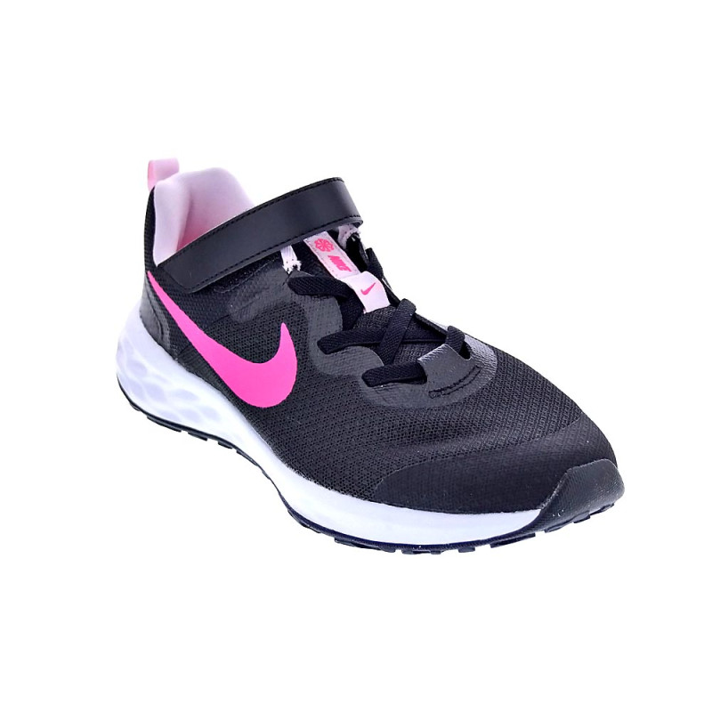 Zapatillas Nike zapatos Niña modelo Revolution cordón elástico Negro 