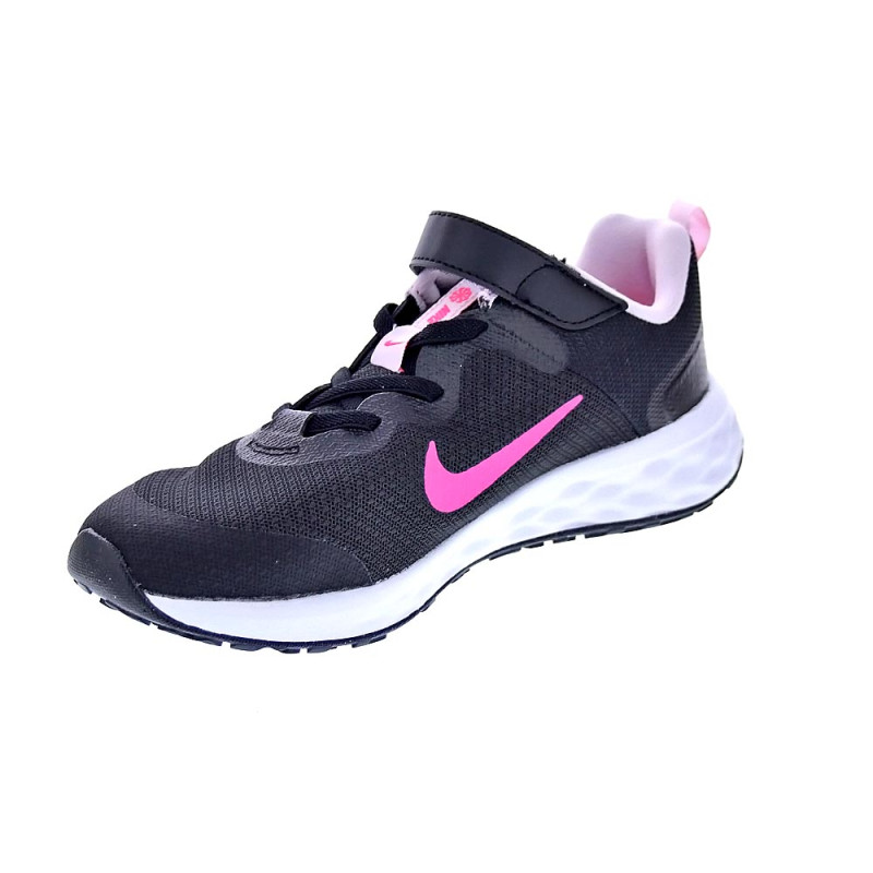 Zapatillas Nike zapatos Niña modelo Revolution cordón elástico Negro 