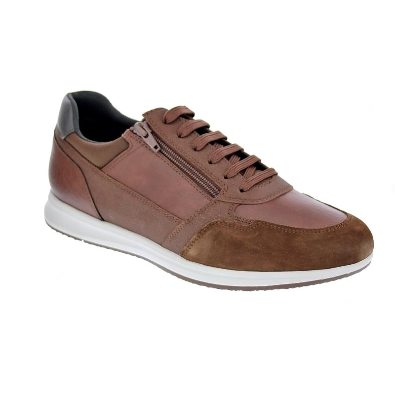 Zapatillas Geox zapatos Hombre modelo Avery cordón cremallera Marrón 