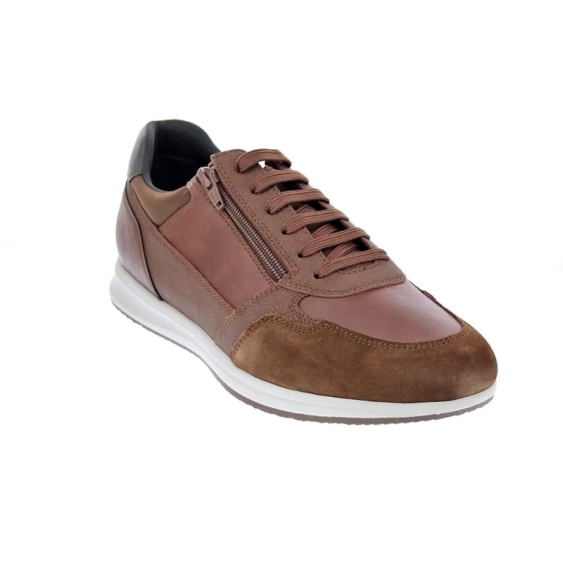 Zapatillas Geox zapatos Hombre modelo Avery cordón cremallera Marrón 