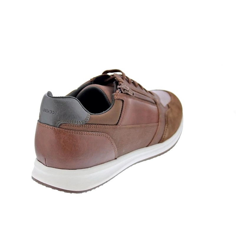 Zapatillas Geox zapatos Hombre modelo Avery cordón cremallera Marrón 