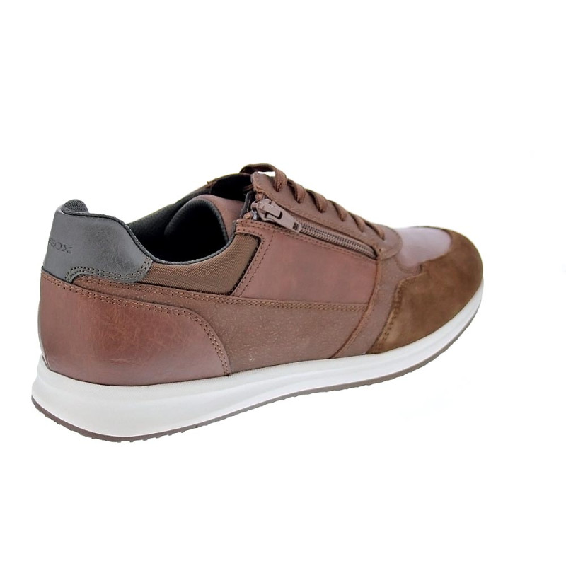 Zapatillas Geox zapatos Hombre modelo Avery cordón cremallera Marrón 