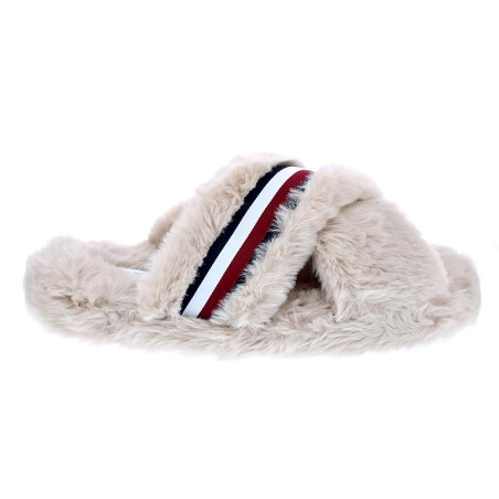 Pantuflas Tommy Hilfiger zapatos Mujer modelo Cross Strap Beige 