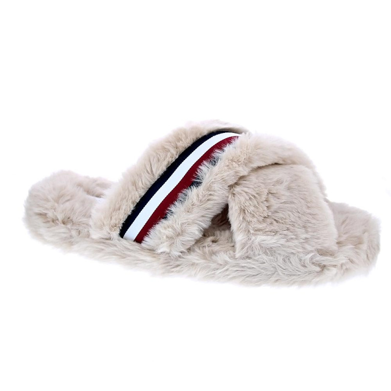 Pantuflas Tommy Hilfiger zapatos Mujer modelo Cross Strap Beige 
