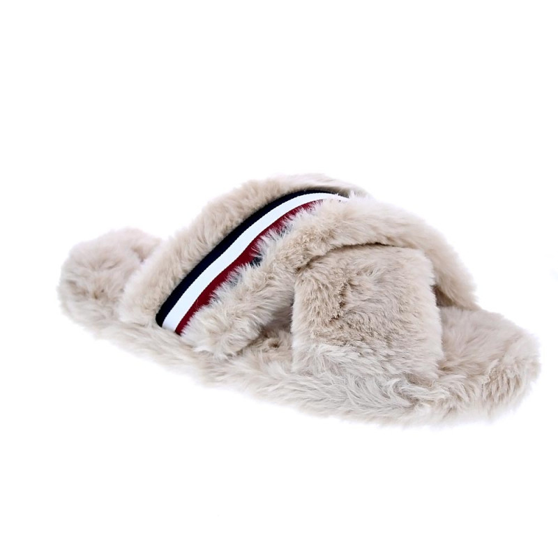 Pantuflas Tommy Hilfiger zapatos Mujer modelo Cross Strap Beige 