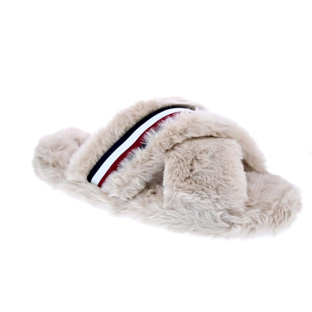 Pantuflas Tommy Hilfiger zapatos Mujer modelo Cross Strap Beige 