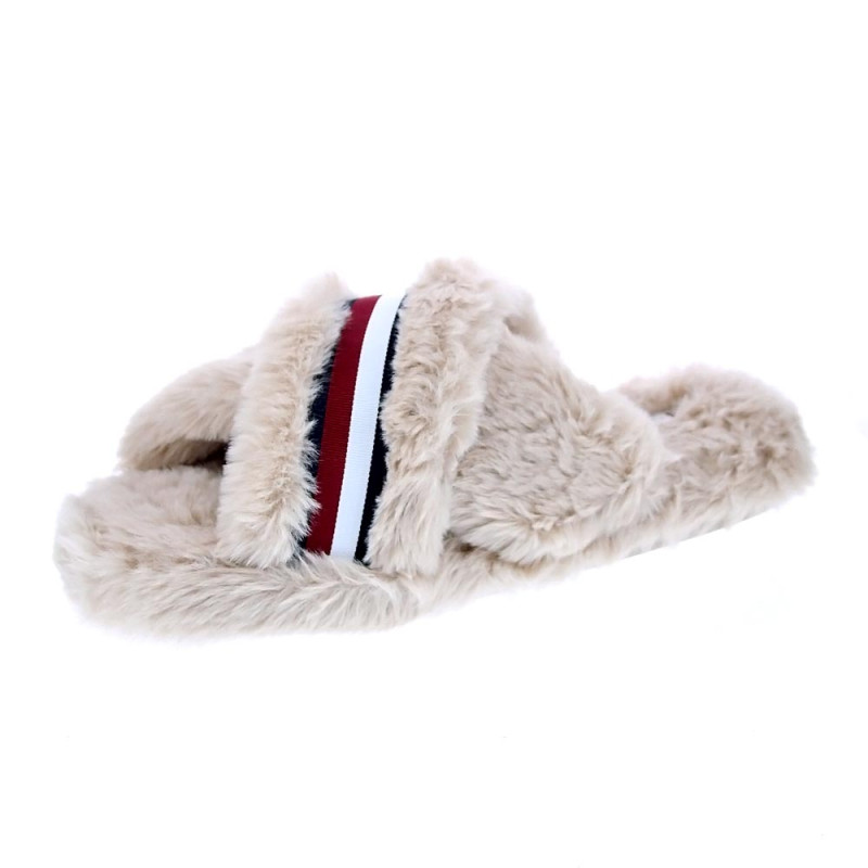 Pantuflas Tommy Hilfiger zapatos Mujer modelo Cross Strap Beige 