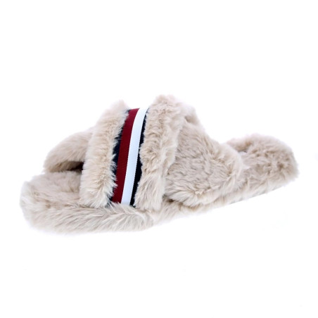 Pantuflas Tommy Hilfiger zapatos Mujer modelo Cross Strap Beige 