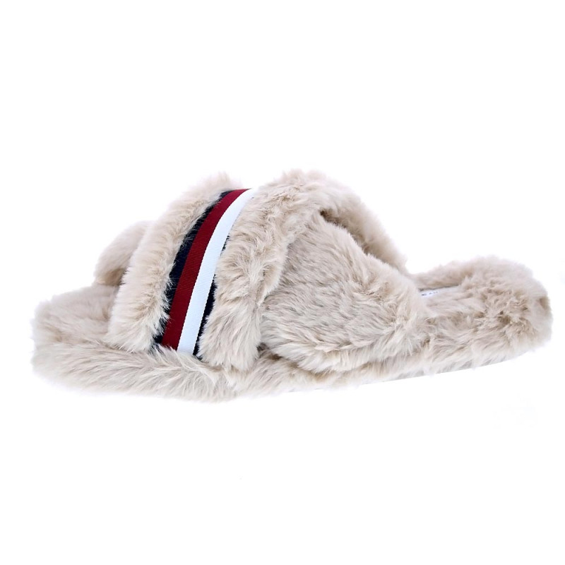 Pantuflas Tommy Hilfiger zapatos Mujer modelo Cross Strap Beige 