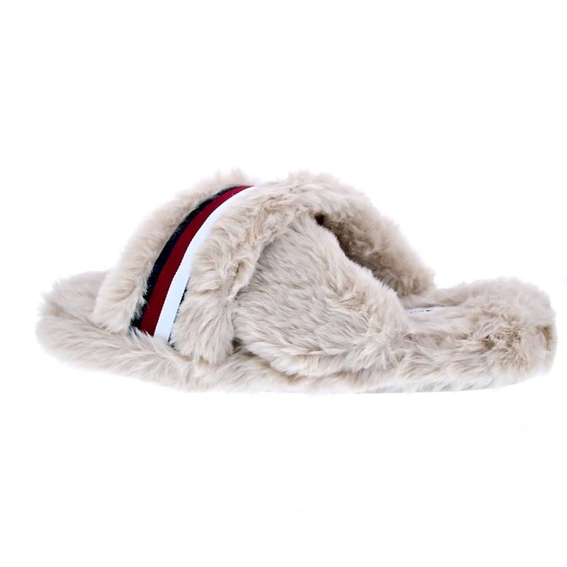 Pantuflas Tommy Hilfiger zapatos Mujer modelo Cross Strap Beige 