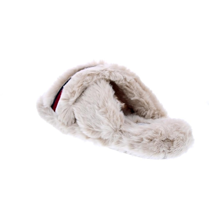 Pantuflas Tommy Hilfiger zapatos Mujer modelo Cross Strap Beige 