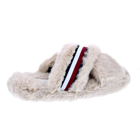 Pantuflas Tommy Hilfiger zapatos Mujer modelo Cross Strap Beige 