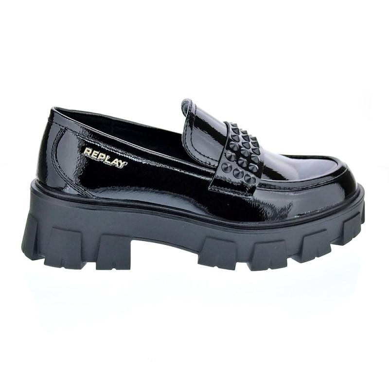 Mocasines Replay zapatos Mujer modelo Cable Negro 