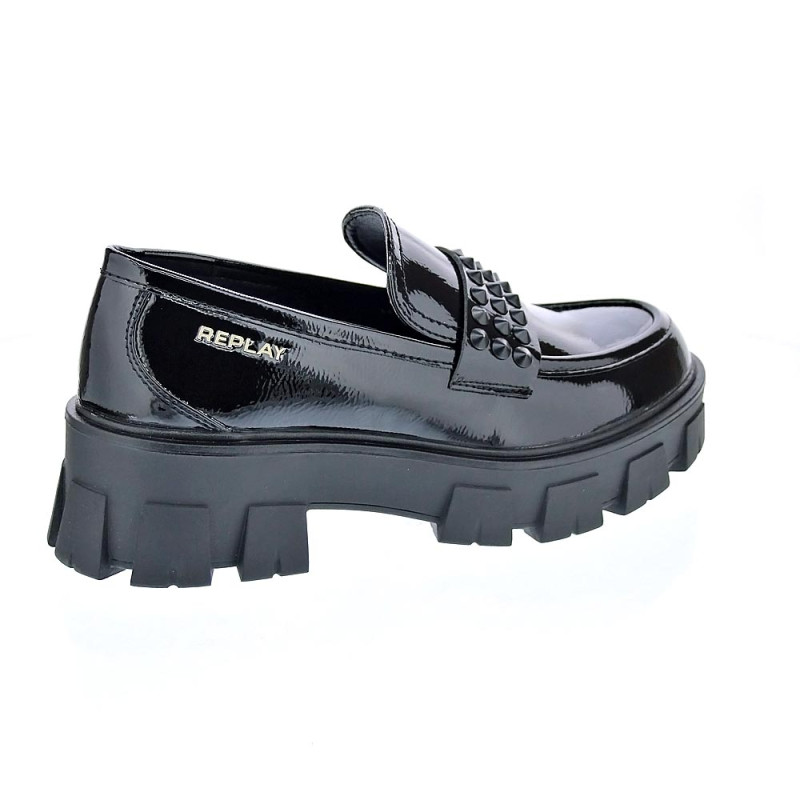 Mocasines Replay zapatos Mujer modelo Cable Negro 