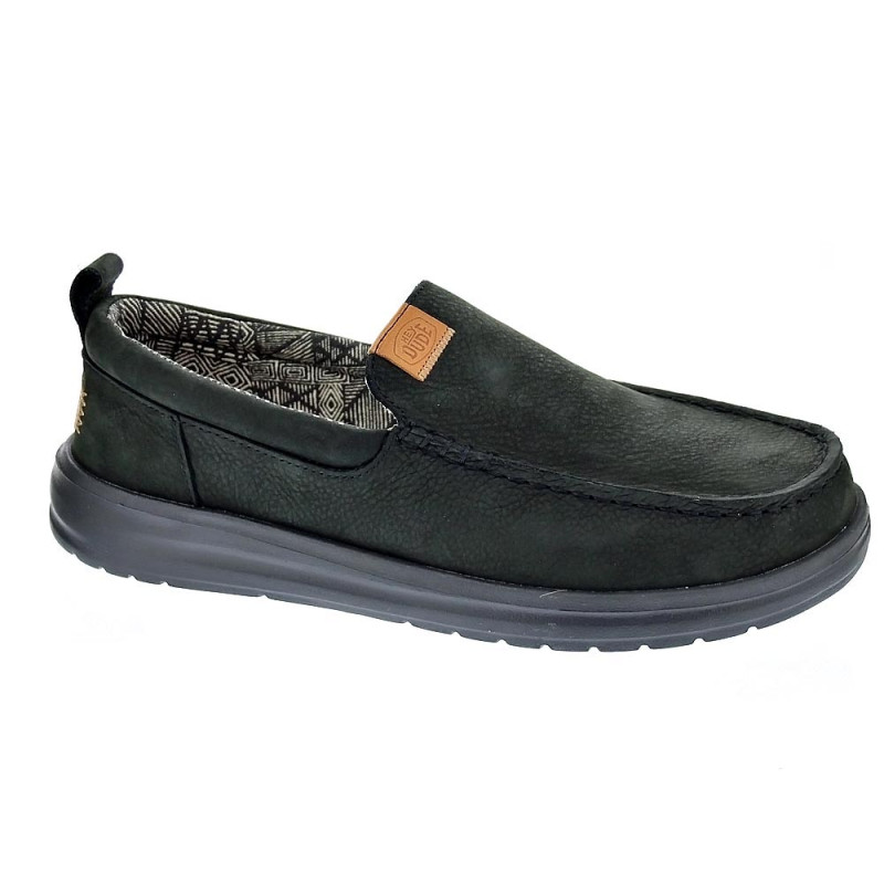 Mocasines Hey Dude zapatos Hombre modelo Wally Grip Negro Elástico
