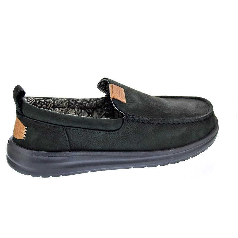 Mocasines Hey Dude zapatos Hombre modelo Wally Grip Negro Elástico