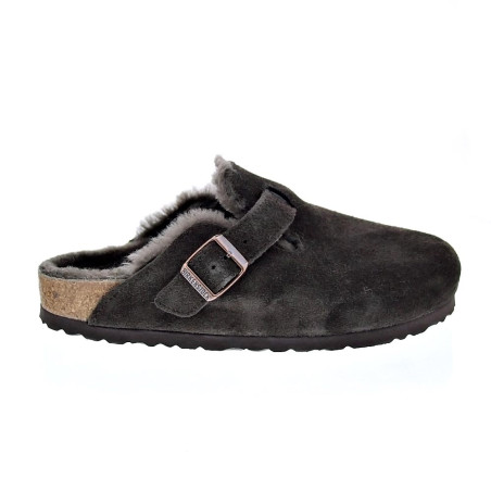 Zuecos Birkenstock zapatos Mujer modelo Suede Letaher Gris 