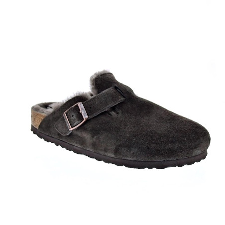 Zuecos Birkenstock zapatos Mujer modelo Suede Letaher Gris 