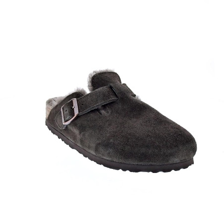Zuecos Birkenstock zapatos Mujer modelo Suede Letaher Gris 