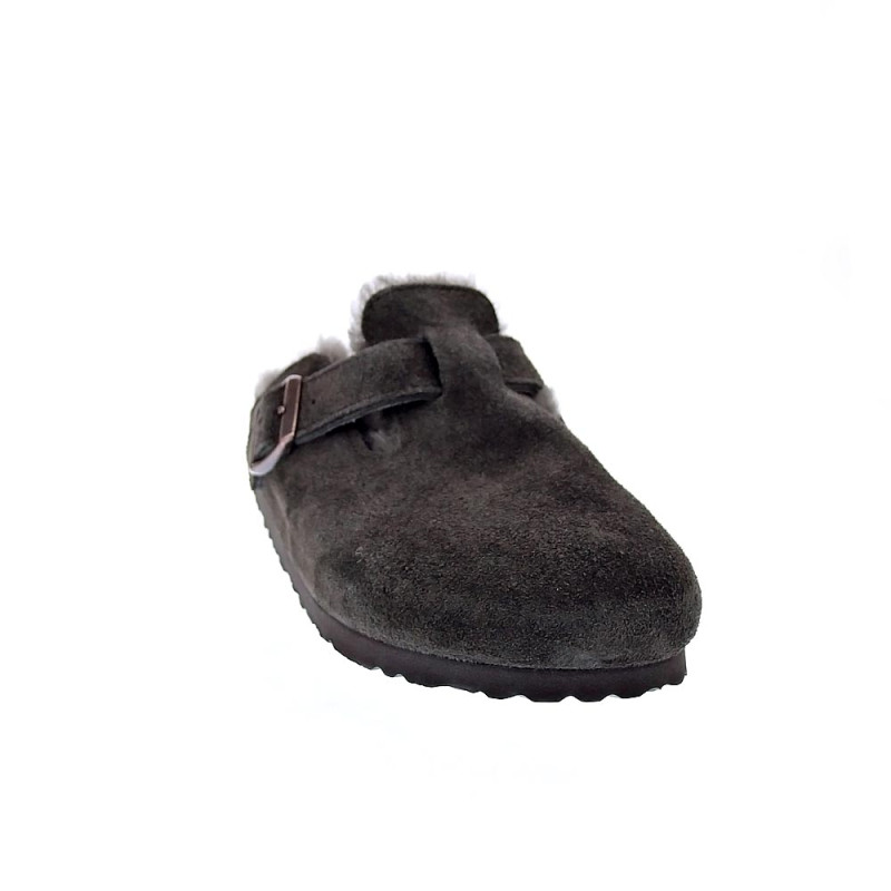 Zuecos Birkenstock zapatos Mujer modelo Suede Letaher Gris 