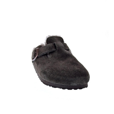Zuecos Birkenstock zapatos Mujer modelo Suede Letaher Gris 