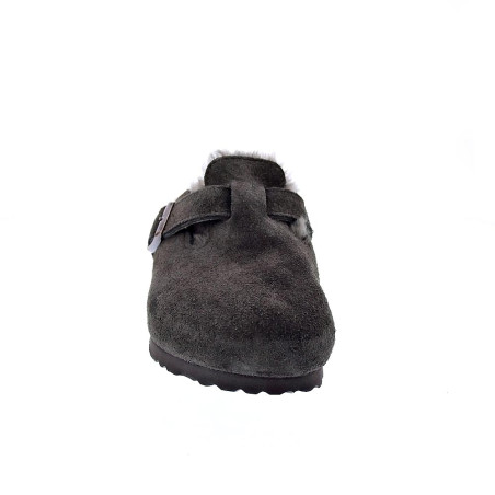 Zuecos Birkenstock zapatos Mujer modelo Suede Letaher Gris 