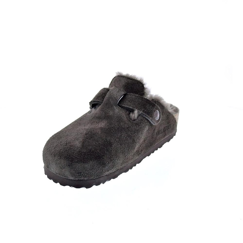 Zuecos Birkenstock zapatos Mujer modelo Suede Letaher Gris 