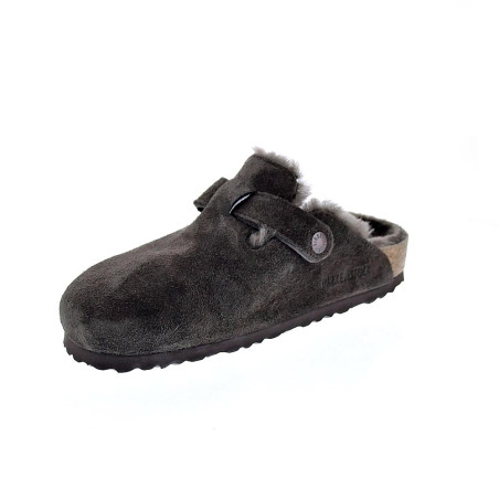 Zuecos Birkenstock zapatos Mujer modelo Suede Letaher Gris 