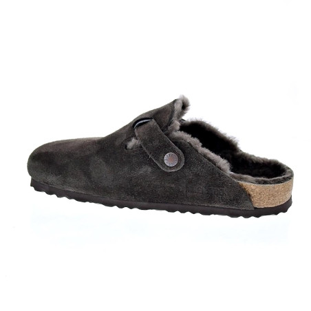 Zuecos Birkenstock zapatos Mujer modelo Suede Letaher Gris 