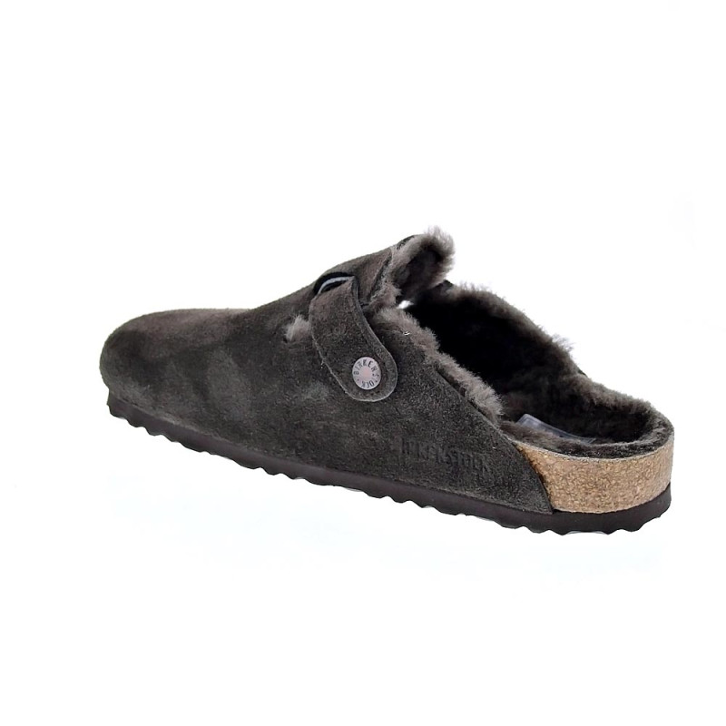 Zuecos Birkenstock zapatos Mujer modelo Suede Letaher Gris 