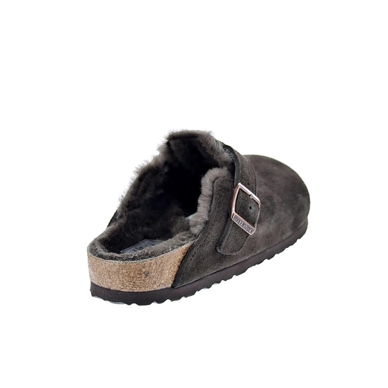 Zuecos Birkenstock zapatos Mujer modelo Suede Letaher Gris 