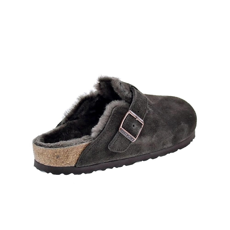 Zuecos Birkenstock zapatos Mujer modelo Suede Letaher Gris 