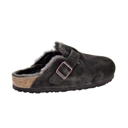 Zuecos Birkenstock zapatos Mujer modelo Suede Letaher Gris 