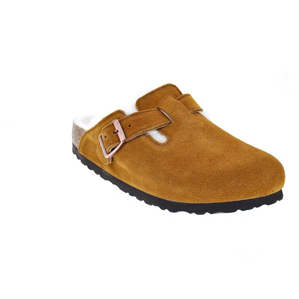 Zuecos Birkenstock zapatos Mujer modelo Suede Leather Marrón 