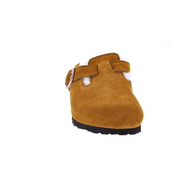 Zuecos Birkenstock zapatos Mujer modelo Suede Leather Marrón 