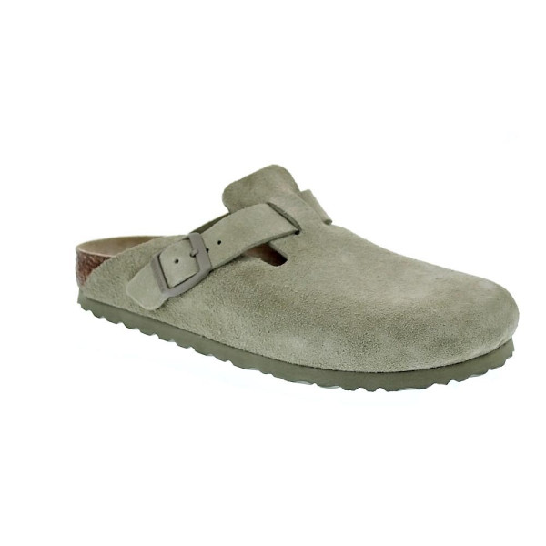 Zuecos Birkenstock zapatos Mujer modelo Suede Leather Verde 